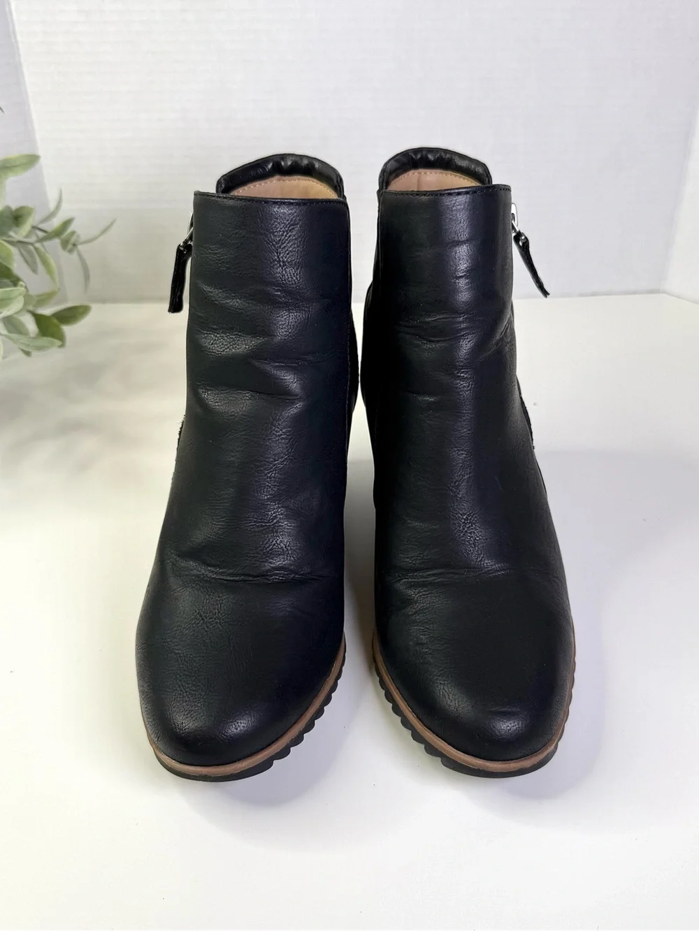 SOUL Naturalizer Haley Boot Women's Black Wedge Ankle Booties with Side Zip